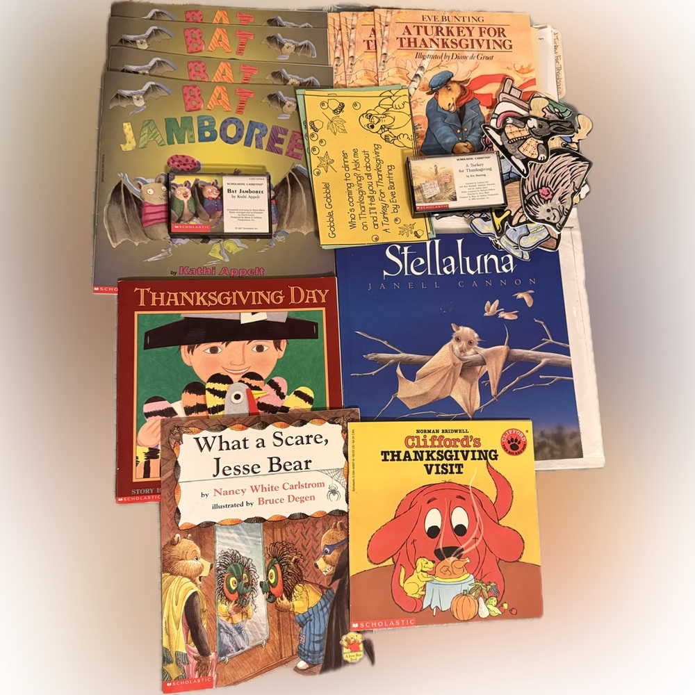 Scholastic Kids Learning Books Set of 12 Cassettes Worksheets Velcro Puppets